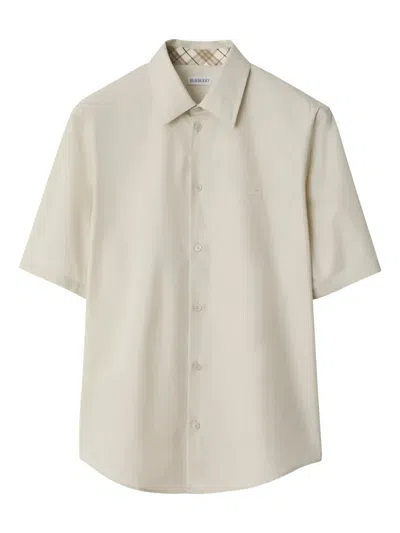 Burberry Cotton Shirt In Neutrals