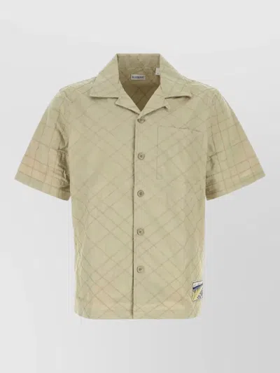 Burberry Cotton Shirt Short Sleeves Quilted Chest Pocket In Neutral