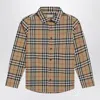 Burberry Cotton Shirt With Check Motif In Brown