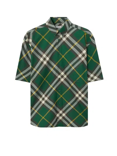 Burberry Check Wool Short Sleeve Shirt In Multicolor