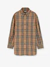 Burberry Cotton Shirt With Check Print In Brown