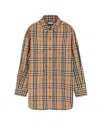 Burberry Cotton Shirt With Check Print In Brown