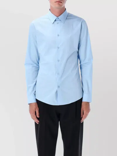 Burberry Cotton Shirt With Embroidered Equestrian Knight In Blue