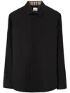 Burberry Sherfield Equestrian Knight Stretch Cotton Poplin Button-up Shirt In Black