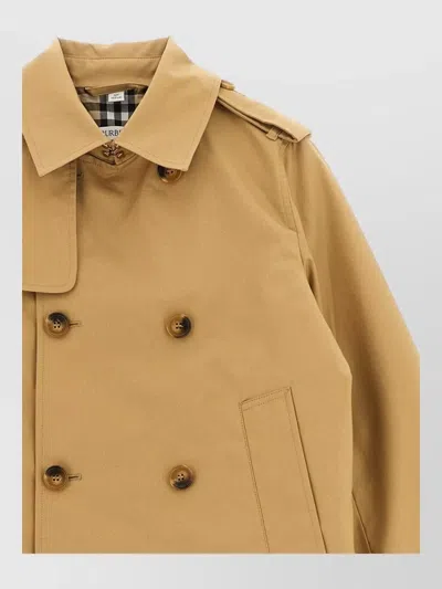 Burberry Cotton Short Double-breasted Trench Coat In Brown
