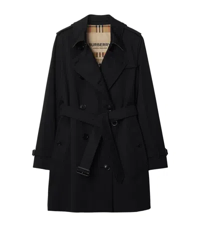 Burberry Cotton Short Kensington Heritage Trench Coat In Black