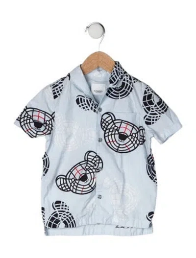 Pre-owned Burberry Babies' Cotton Short Sleeve Shirt In Blue