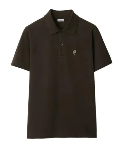 Burberry Cotton Short-sleeved Polo Shirt In Shadow