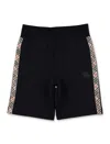 Burberry Cotton Shorts With Check Trims For Kids In Black