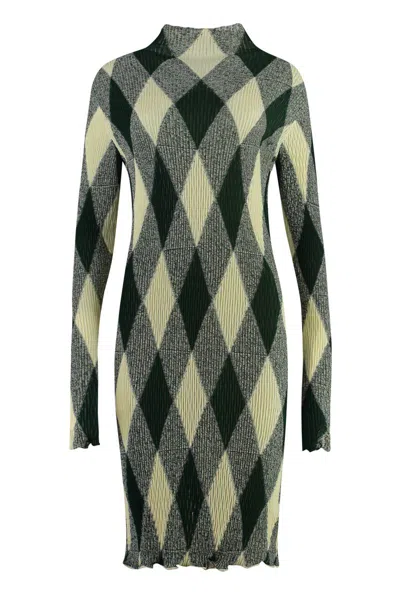 Burberry Cotton-silk Blend Dress In Green