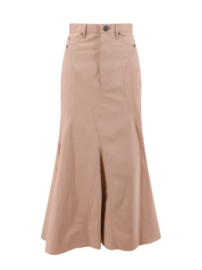 Burberry Cotton Skirt With Logoed Buttons In Pink