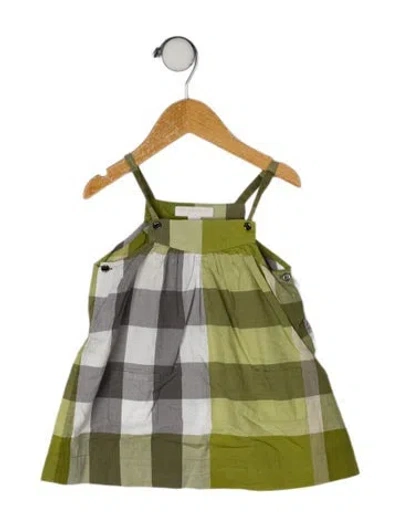 Pre-owned Burberry Babies' Cotton Sleeveless Plaid Dress In Green