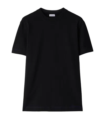 Burberry Cotton Stitched-logo T-shirt In Black