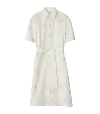 Burberry Swan-print Cotton Dress In White