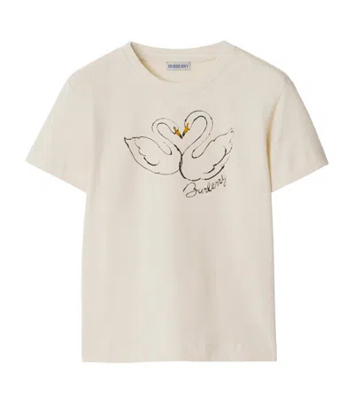 Burberry Cotton Swan T-shirt In Neutrals