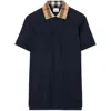 Burberry Cody Polo Shirt With Check Collar In Blue