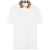 Burberry Check-collar White Polo Shirt With Three-button Placket