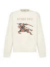 Burberry Crewneck Cotton Sweatshirt With Cross Stitch Ekd In White