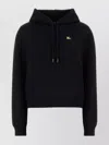 Burberry Cotton Sweatshirt With Drawstring Hood And Front Pocket In Black