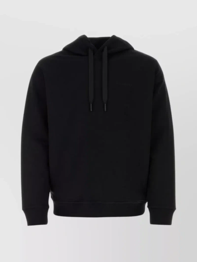 Burberry Cotton Cashmere Embroidered Logo Hoodie In Black