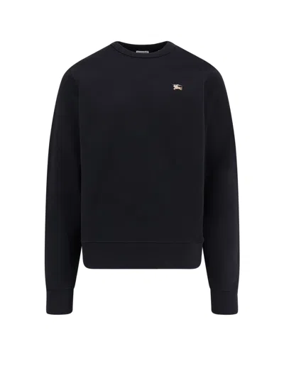 Burberry Cotton Sweatshirt With Logo Embroidery In Black
