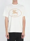 Burberry Beige Crewneck T-shirt With Maxi Logo On The Front In Cotton Man In White