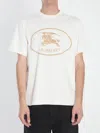 Burberry Beige Crewneck T-shirt With Maxi Logo On The Front In Cotton Man In White