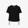 Burberry Black T Shirt With Check Pattern Detail In Black