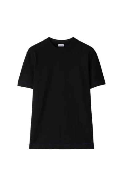 Burberry Logo-embroidered Organic Cotton T-shirt In Black