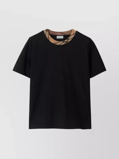 BURBERRY COTTON T-SHIRT CHECKERED TRIM
