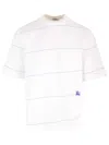 Burberry Striped T-shirt With Ekd Embroidery In White