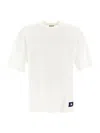 Burberry White Crewneck T-shirt With Equestrain Knight Patch In Cotton Man In White