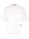 Burberry Striped T-shirt With Ekd Embroidery In White