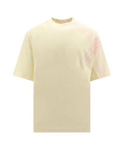 Burberry Cotton T-shirt With Check Motif In Neutrals