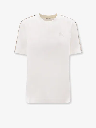 Burberry Cotton T-shirt With Check Profiles In White