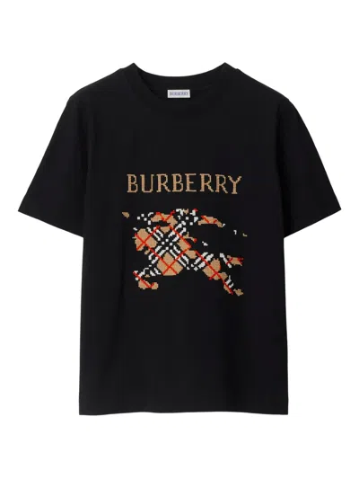 Burberry Cotton T-shirt With Cross Stitch Ekd In Black