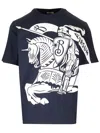Burberry Logo Printed Crewneck T-shirt In Blu
