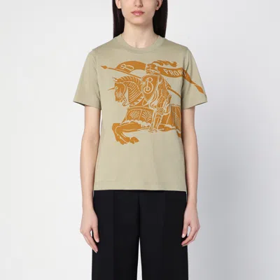 Burberry Cotton T-shirt With Ekd Logo Print In Green