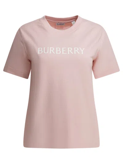 Burberry Cotton T-shirt With Logo T-shirts Pink
