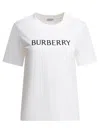 Burberry Ribbed Cotton Jersey T-shirt With Logo Print In Neutral