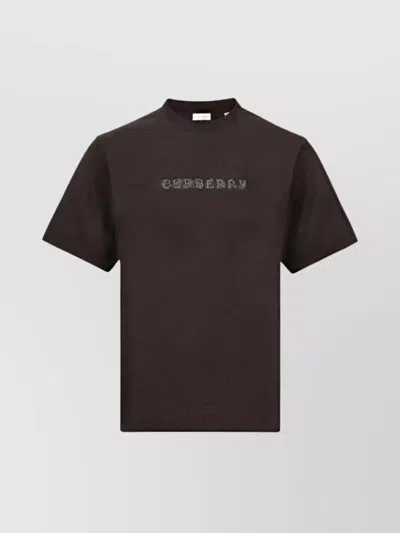 BURBERRY COTTON T-SHIRT WITH RIBBED CREW NECK