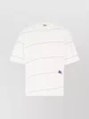 Burberry Striped T-shirt With Ekd Embroidery In White