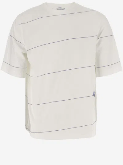 BURBERRY COTTON T-SHIRT WITH STRIPED PATTERN