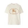 Burberry Beige Crewneck T-shirt With Maxi Logo On The Front In Cotton Man In White