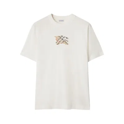 Burberry Equestrian Knight Design Cotton T-shirt In White