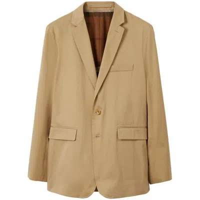 Burberry Cotton Tailored Jacket In Beige