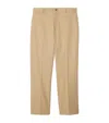 Burberry Logo-embroidered Cotton Chino Trousers In Brown