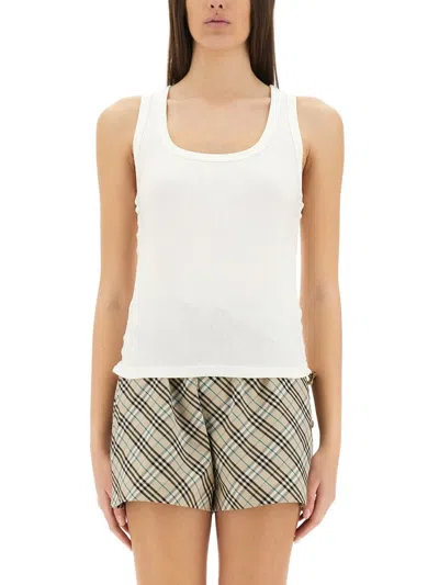 Burberry Cotton Tank Top In White