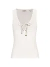 Burberry Ribbed-knit Tie-fastening Top In White