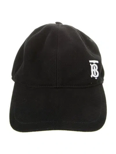 Pre-owned Burberry Cotton Tb Embroidered Baseball Cap In Black